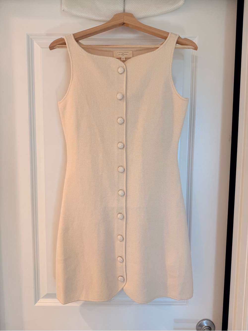 NWOT Sezane Classic Cream Button-Front Sleeveless Knit Cotton CHARLIE Dress - Picture 4 of 11